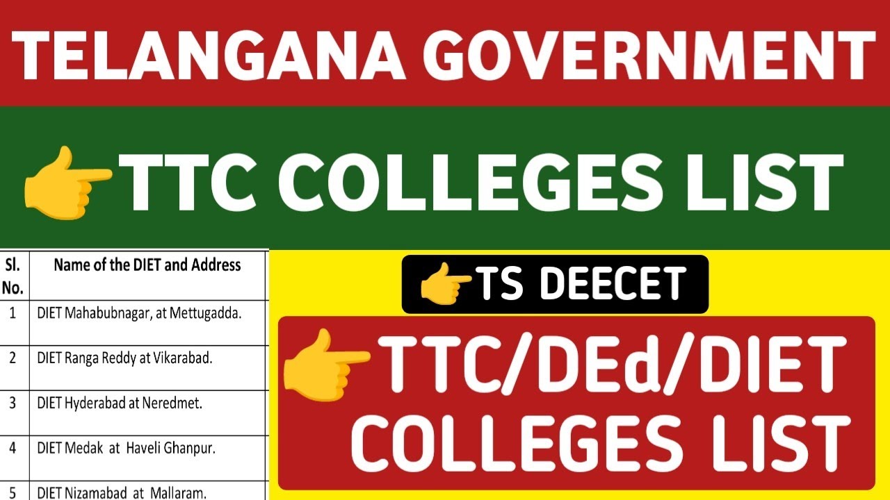 Government TTC Colleges in Telangana@StudentUpdates247