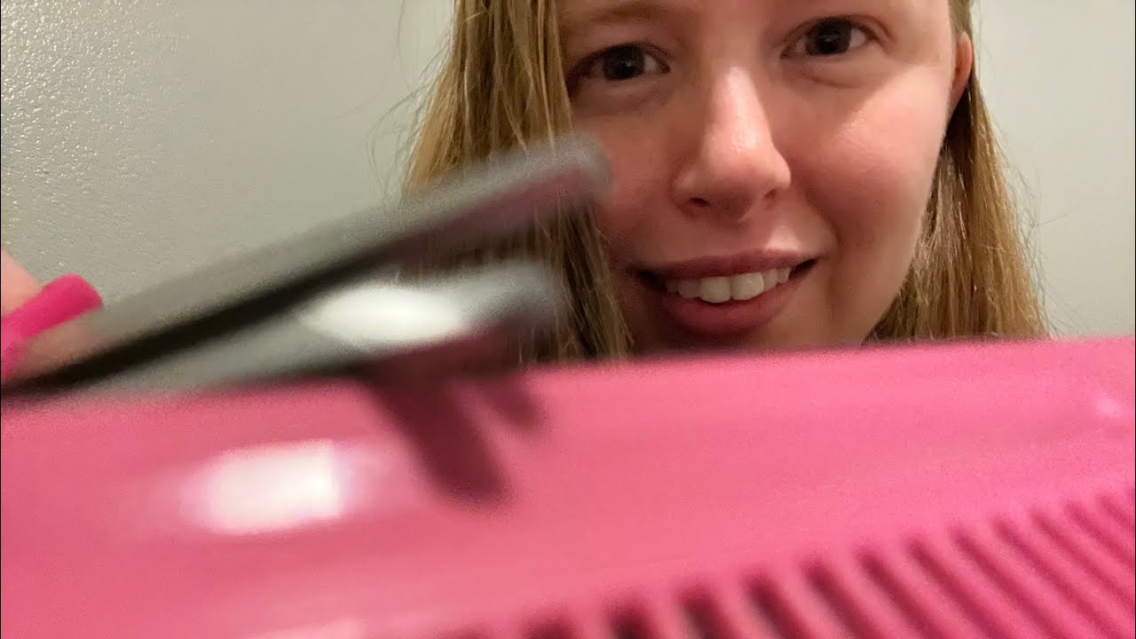 ASMR hair salon with pink tools