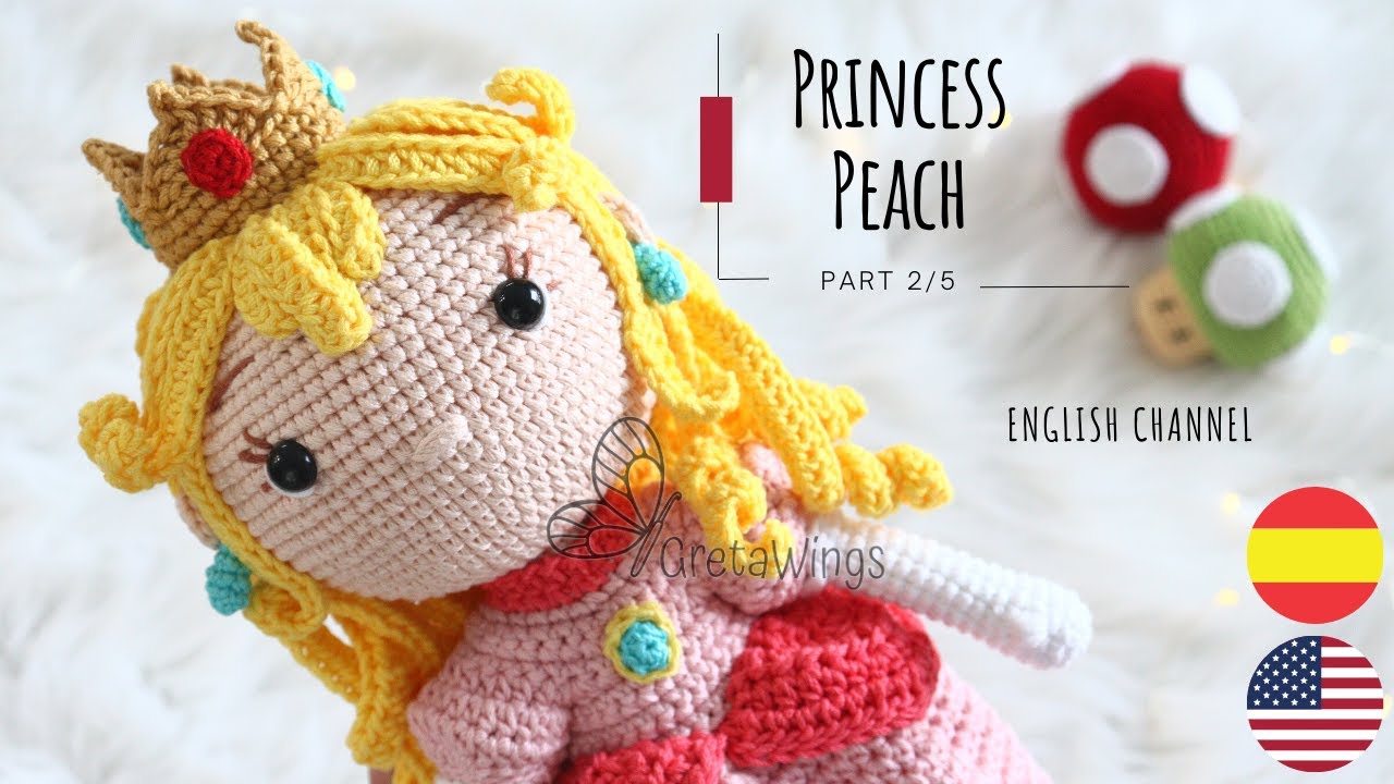 Princess Peach Amigurumi/ Mario Bros Series - Tutorial Part 1/5 HEAD Sub 🇺🇸🇪🇸/ GretaWings