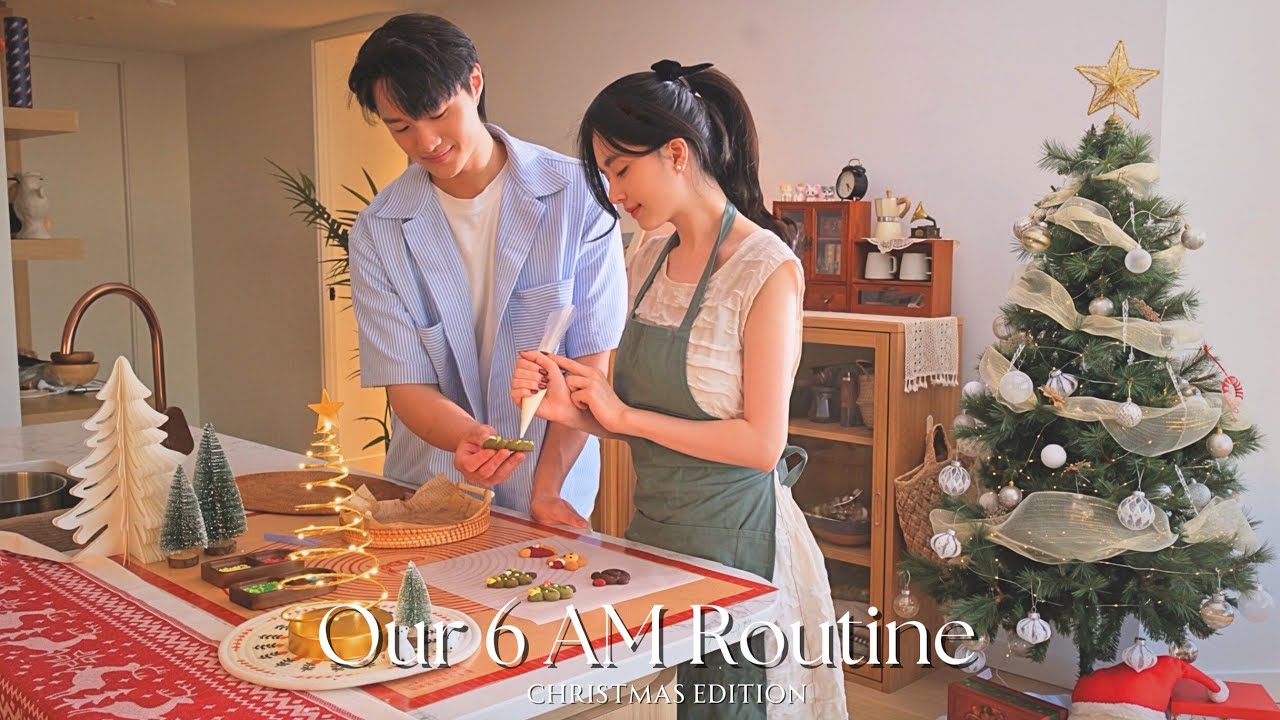 Waking Up at 6 AM as a Couple | Holiday Baking, Monopoly Mansion, Cozy Dinner Night and More! 🎄✨