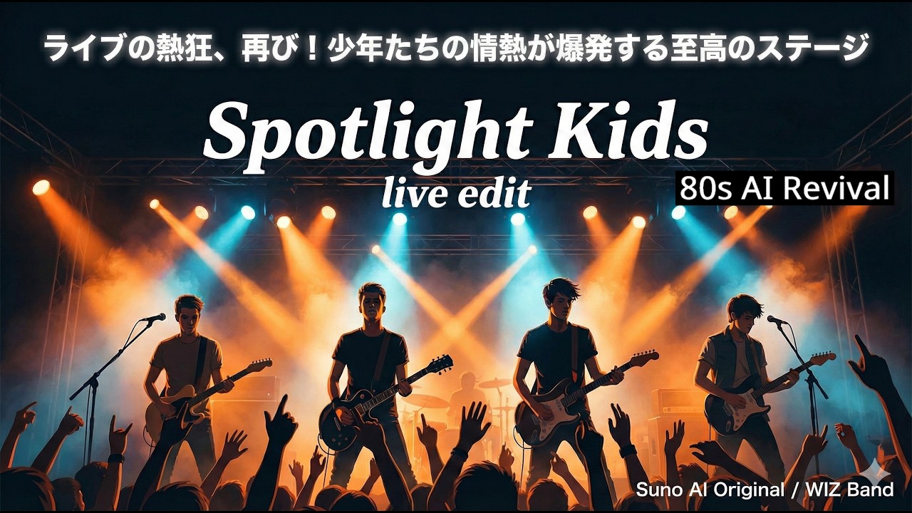 【Hard Rock/J-POP】Spotlight Kids live edit (Suno AI Original) | ライブの熱狂、再び！少年たちの情熱が爆発する至高のステージ