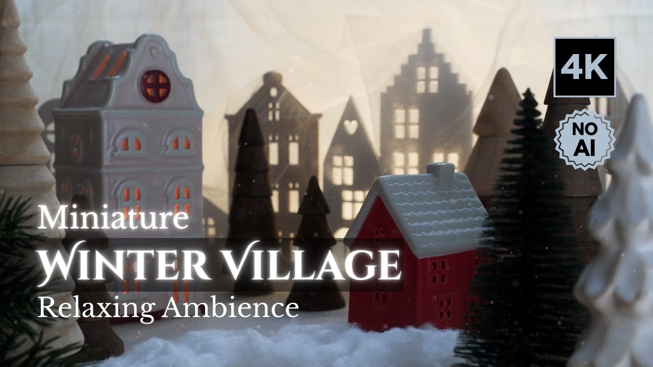 Miniature Winter Village Ambience ❄️🏘️ | Rural Soundscape with Snowfall & Calming Music | No AI