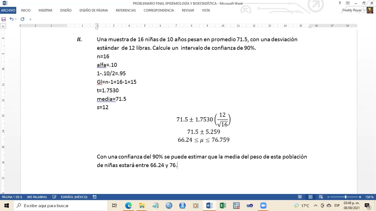 SOLUCIÓN EJERCICIOS BIOESTADÍSTICA