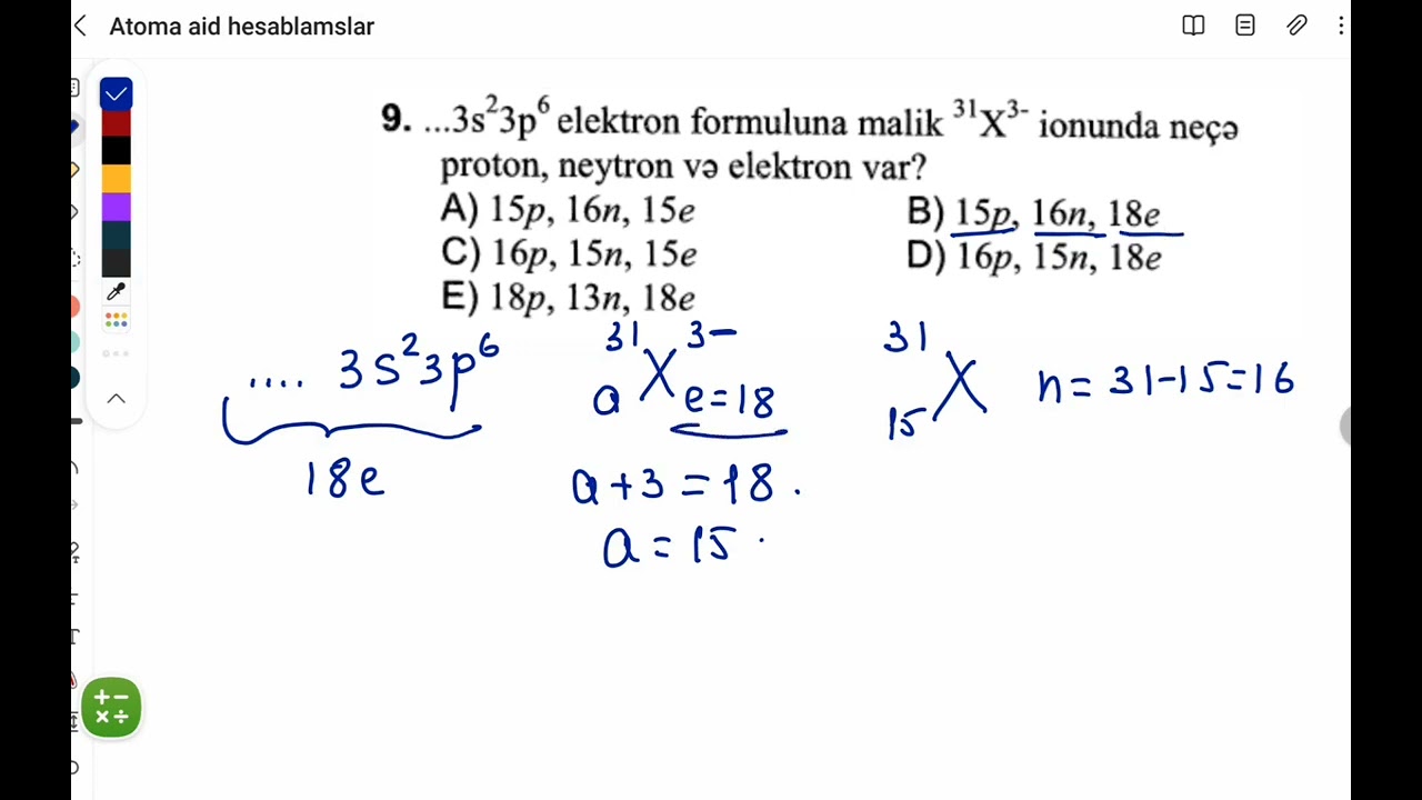 Toplu Atomun quruluşuna aid hesablamalar