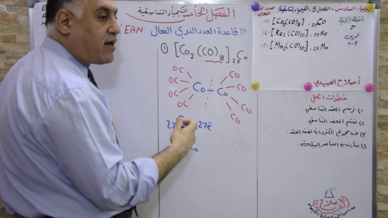 كيمياء السادس (الفصل الخامس) الكيمياء التناسقية - قاعدة (EAN) ج2 ( أح فقط)#6