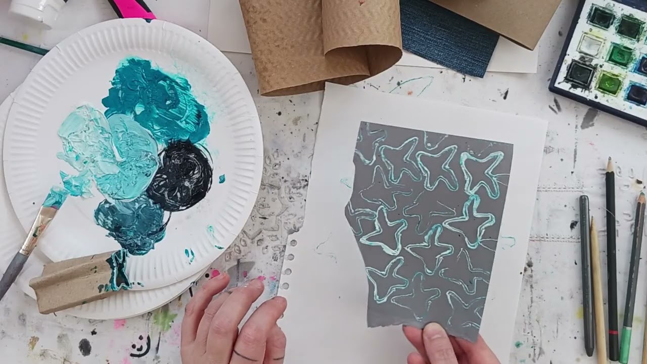 Playing with tubes to make a variety of collage papers #artjournal 
