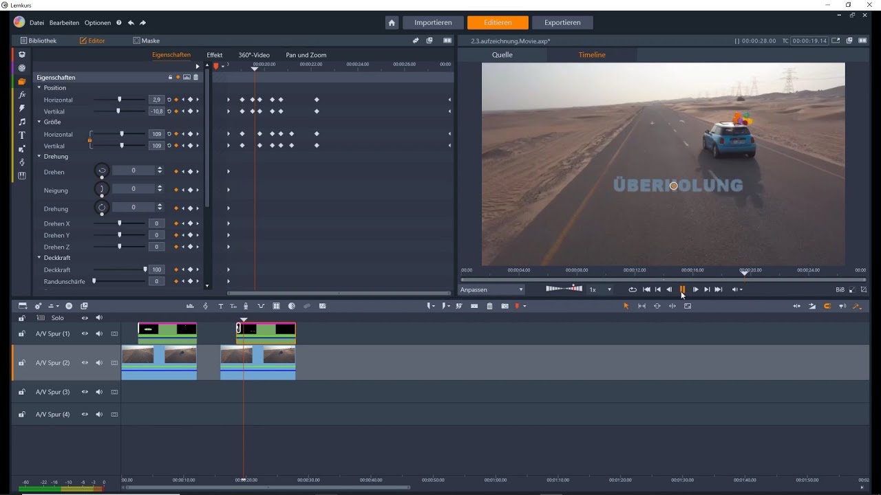 Pinnacle Studio | Titel schneller als Auto | Videoschnitt für Einsteiger