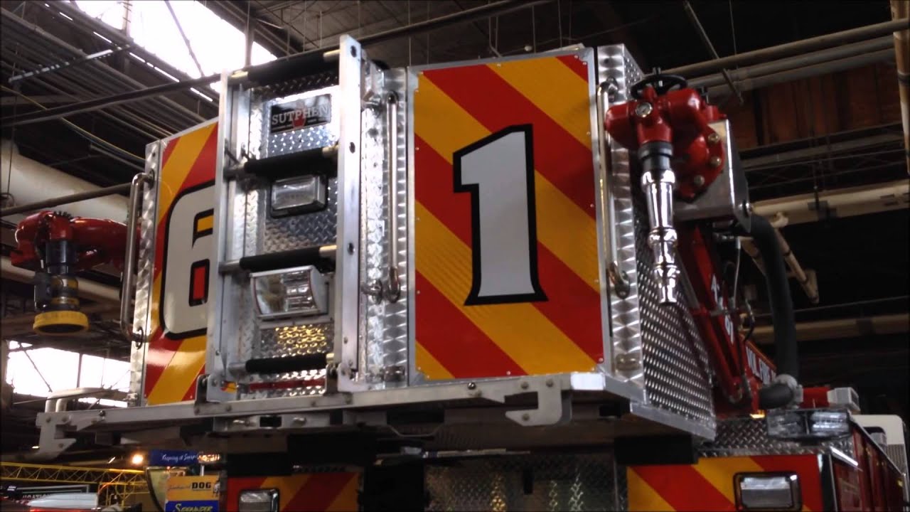 SUTPHEN - EASTON VOL. FIRE DEPT., WALK AROUND OF AERIAL TOWER 61, AT HARRISBURG FIRE EXPO - 2014.