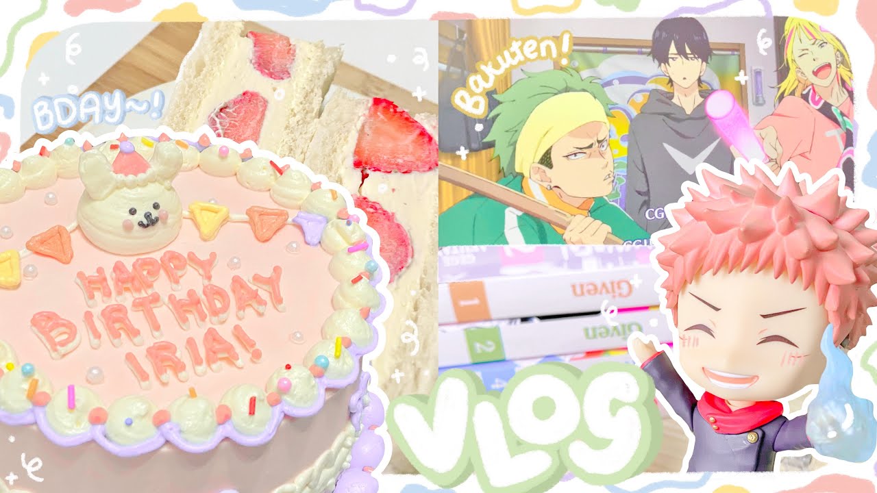 birthday vlog 🧁🍡 : manga haul, watching anime, genshin + yuji itadori nendoroid unboxing !!