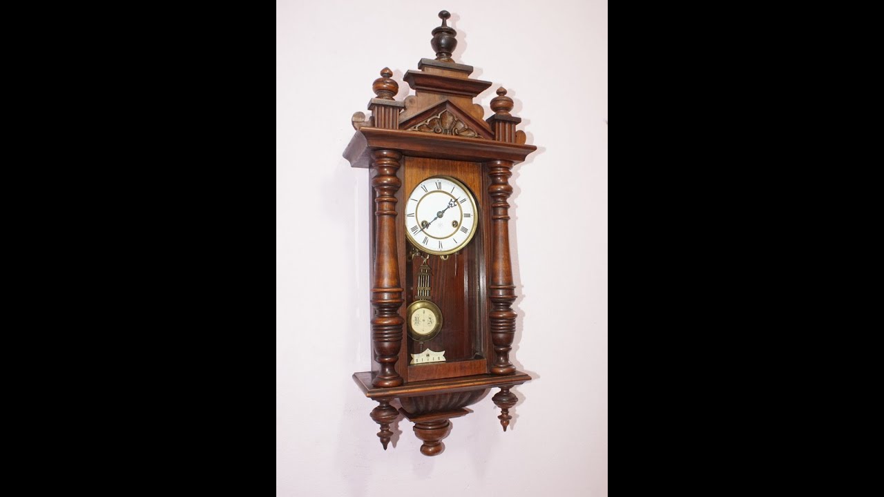 Wanduhr Junghans Pendeluhr Antik Treutschke Jahr 1904 Gong  Komplet Porzellan Historish 