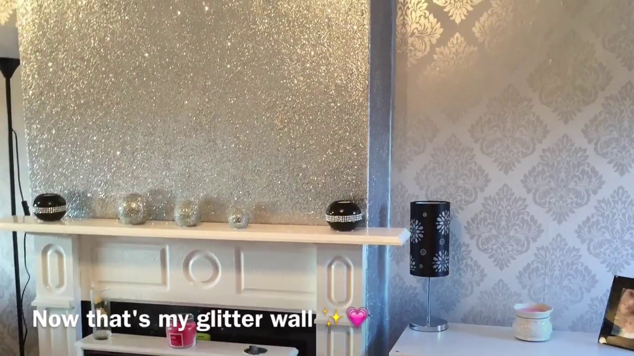 Decorating My Living Room! Glittery Fireplace Wall