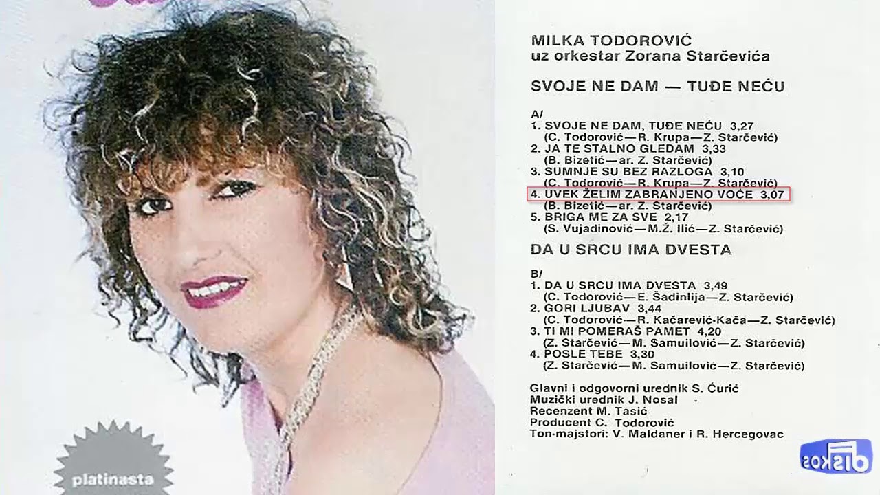Milka Todorovic - Svoje ne dam, tudje necu - (Audio 1986) - CEO ALBUM