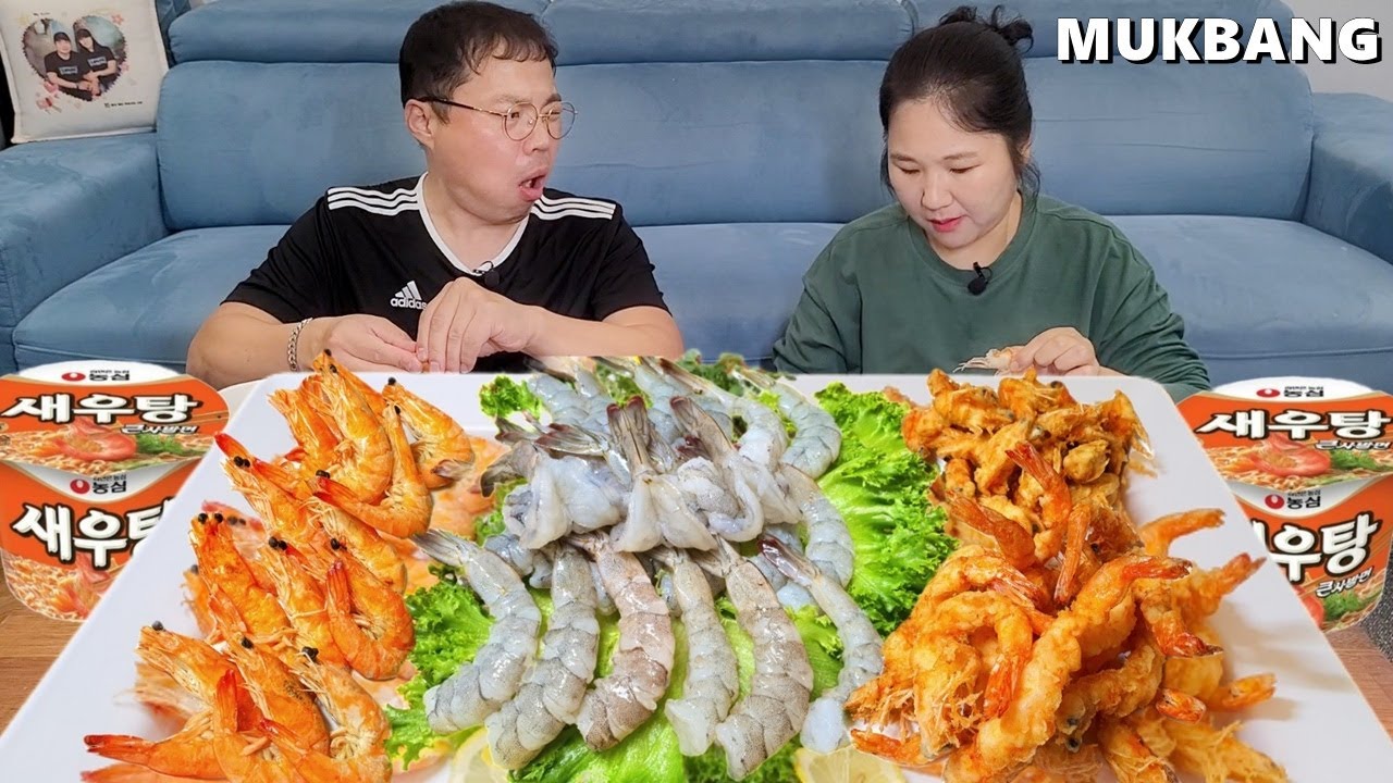 Корейское блюдо из креветокㅣСашими из креветок, жареные креветки, креветки на грилеㅣCooking&Mukbang