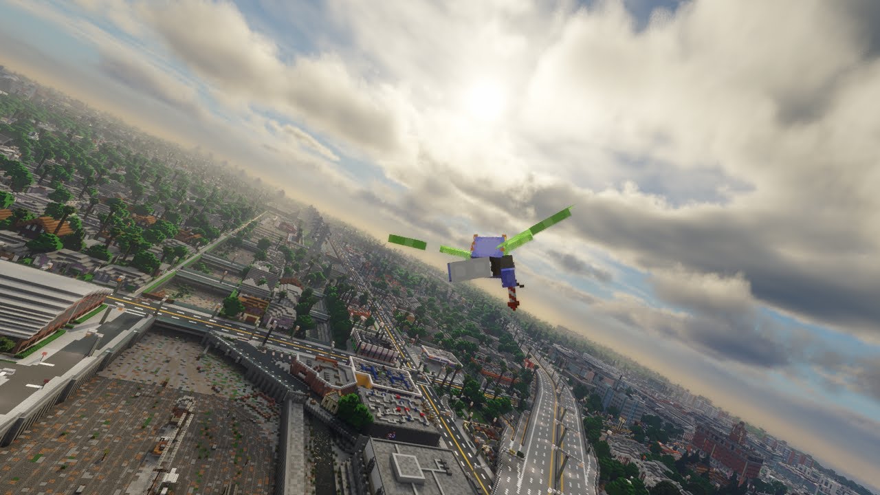 Greenfield city in 256 chunks render distance + Do a barrel roll