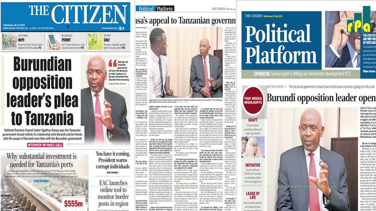 Abishikiriza ikinyamakuru THE  CITIZEN igihe yari mu rugendo mu gihugu ca Tanzania Agathon RWASA