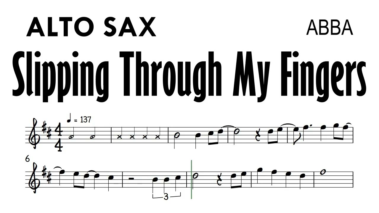 Slipping Through My Fingers Alto Sax ABBA Sheet Music Backing Track Partitura