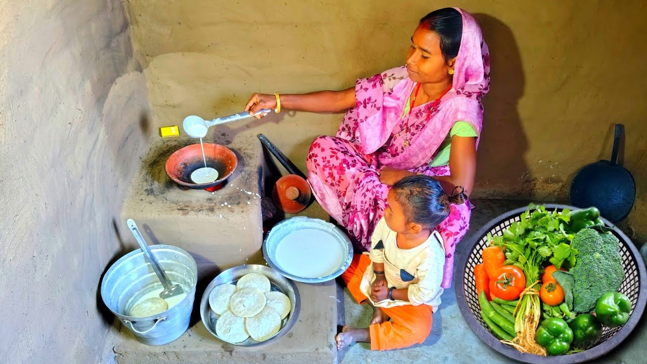 Traditional Dhakan Roti Recipe || Village Style Breakfast || Milk & Sambar || traditional cooking 