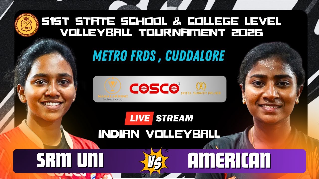 League Match 🔥SRM Vs American College | HD Live | 51st State Level Volleyball Tournamnet 2026