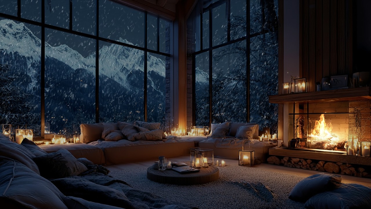 Gentle Winter Snowfall by the Fireplace ❄️ A Calm and Quiet Atmosphere for Deep Focus