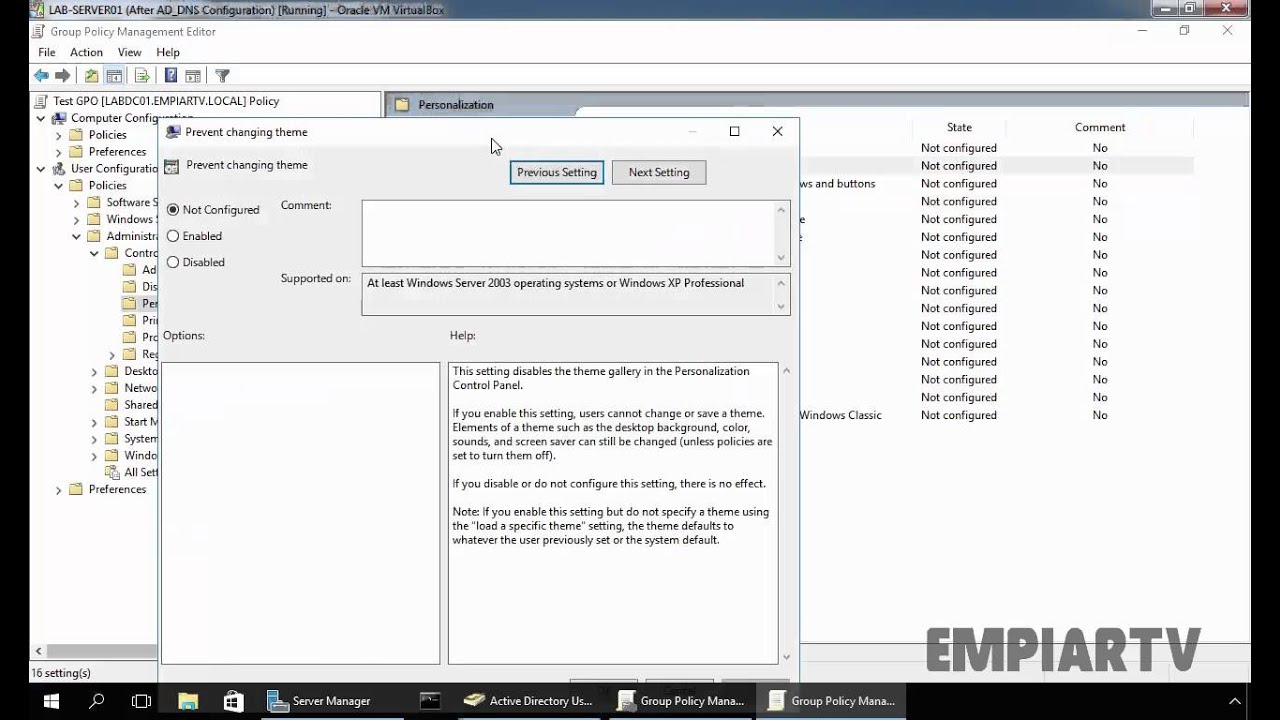 Создание и привязка объекта групповой политики в Windows Server 2016