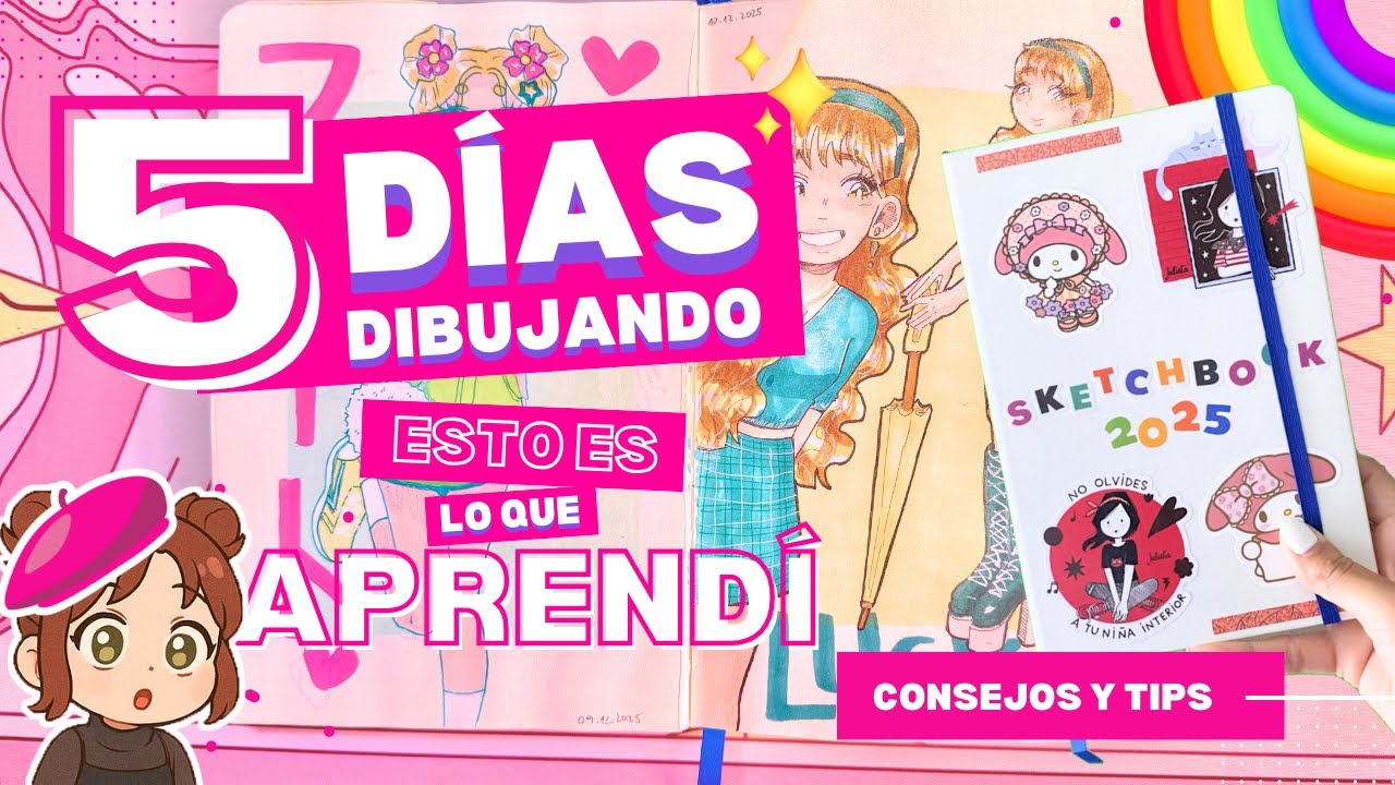 RETO: 5 DÍAS, 5 DIBUJOS 🎨 Cómo avanzar tu SKETCHBOOK rápido | Tips y consejos de dibujo👩‍🎨