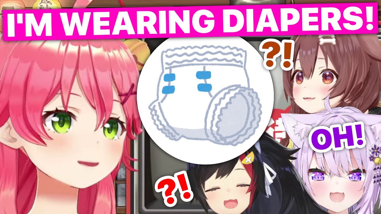 Miko Announces She's Wearing Diapers During Mikkorone 24 (Korone, Mio, Okayu / Hololive) [Eng Subs]