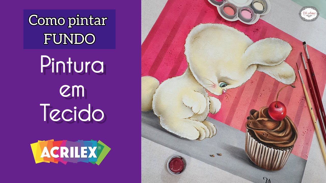 Pintura em Tecido passo a passo - Como pintar o fundo- PÁSCOA COM A VÊ