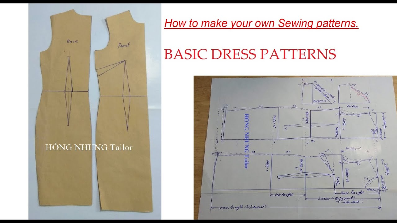 Thiết kế RẬP ĐẦM ÔM cơ bản. BASIC DRESS PATTERNS.  How to make your own sewing patterns.