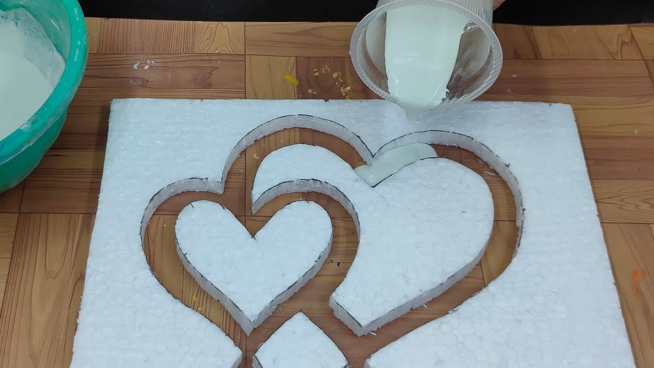 White Cement craft ideas // White Cement Showpiece // Heart shape White Cement craft