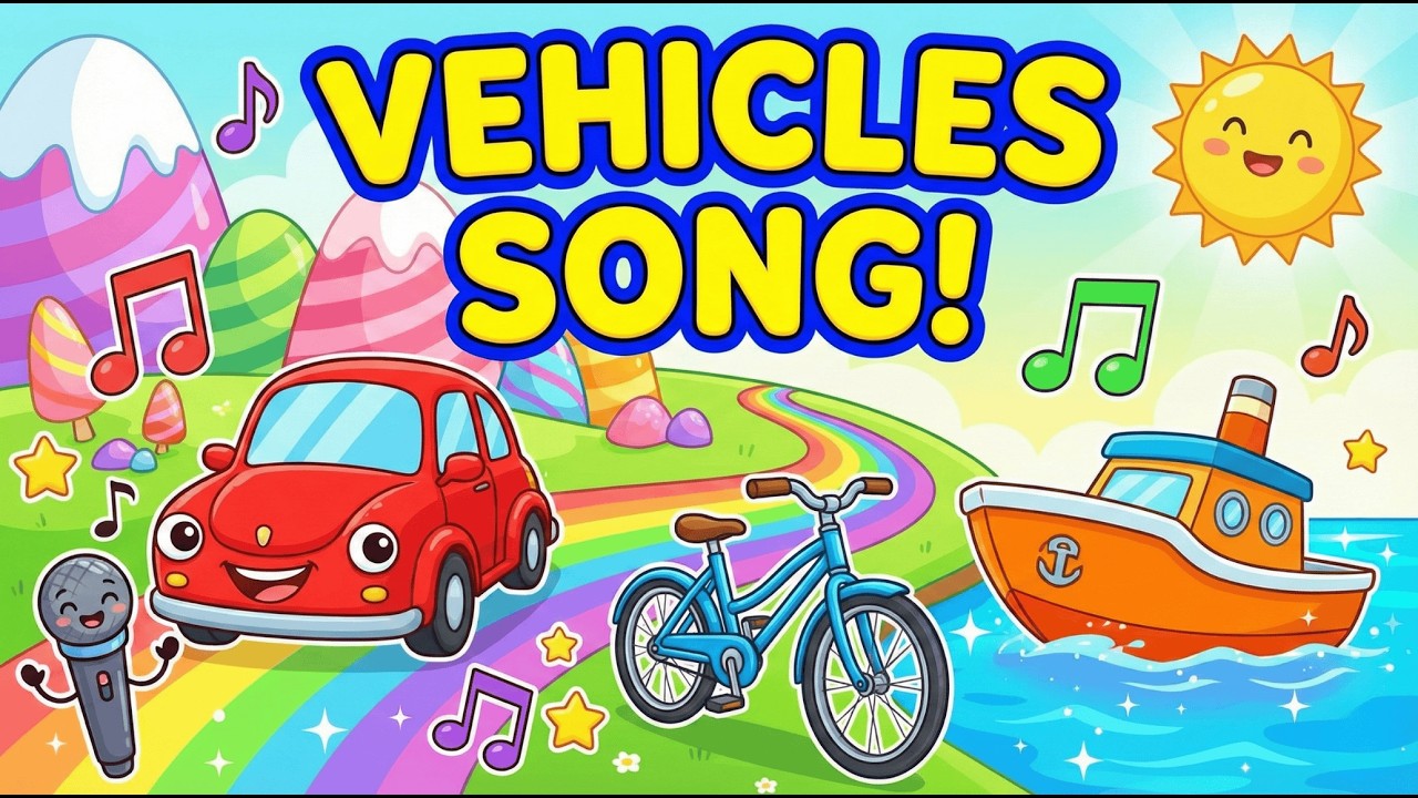 Vehicles Song for Kids 🚗 Learn Vehicle Names in English | Fun Educational Song