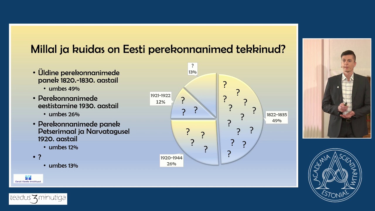 Fred Puss, „Teekond Eesti perekonnanimedeni“. Teadus 3 minutiga 2021. 05.02.2021