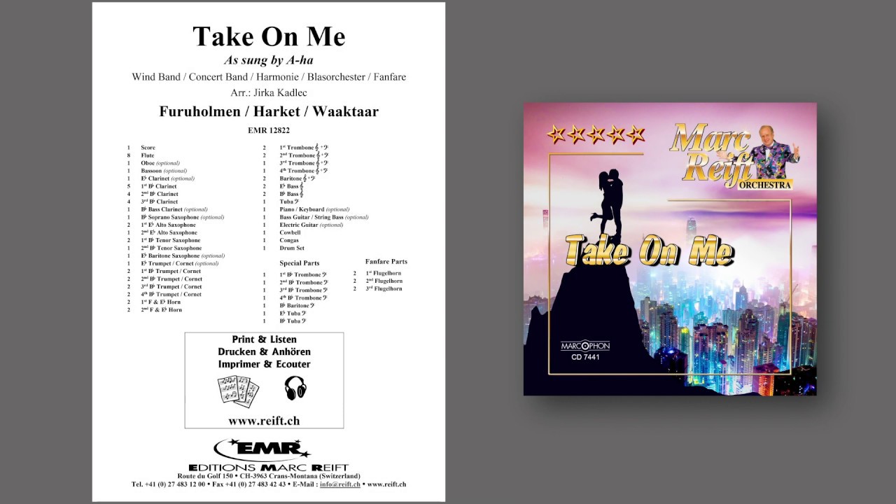 Editions Marc Reift –  Furuholmen/Harket/Waaktaar: Take On Me - for Concert Band