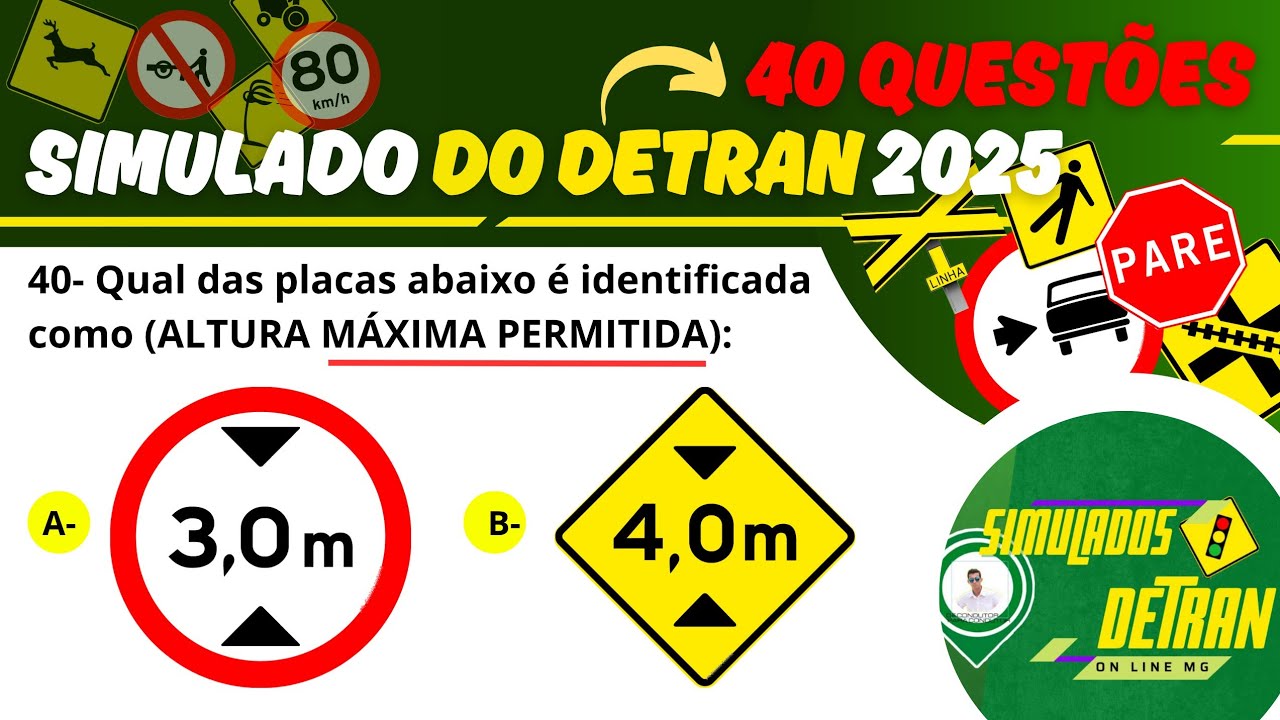 SIMULADO DO DETRAN 2025 - COMO PASSAR na PROVA TEÓRICA - 40 QUESTÕES #mgsimuladosdetran2025