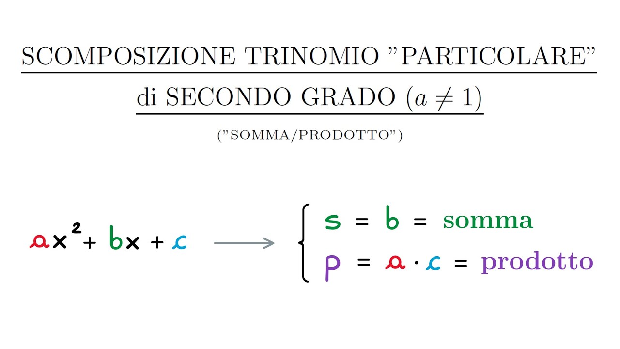 Scomposizione Trinomio Di Secondo Grado (2°parte): Somma/Prodotto con a diverso da 1