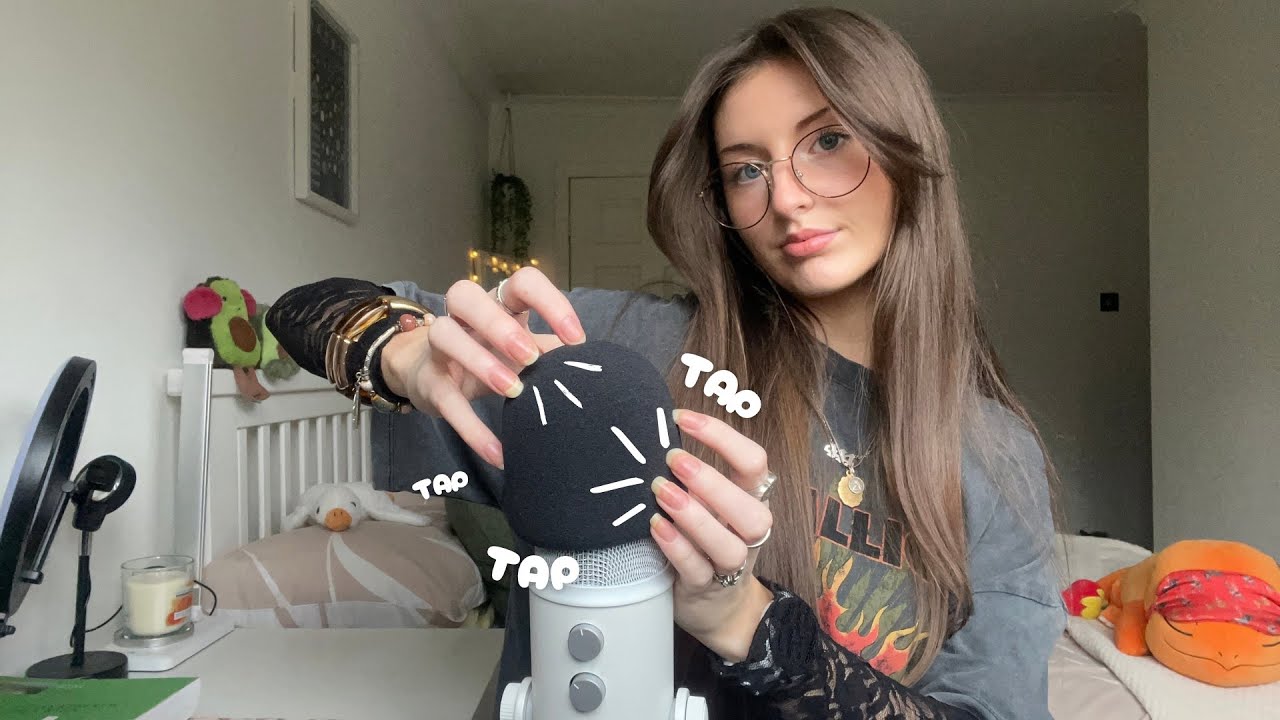 ASMR Foam cover mic tapping!🎙️ (fingertip tapping, mouth sounds)