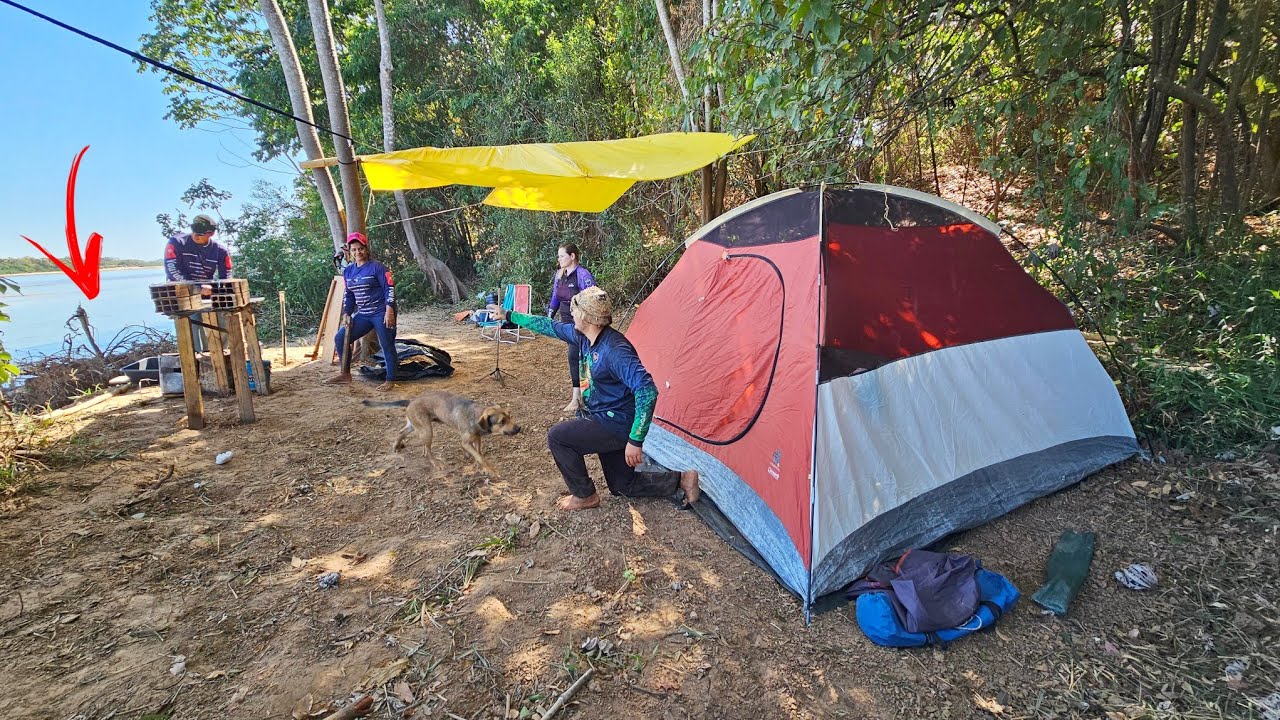 MAL MONTAMOS O ACAMPAMENTO E JÁ ACONTECEU ISSO NA CEVA ! pescaria. 
