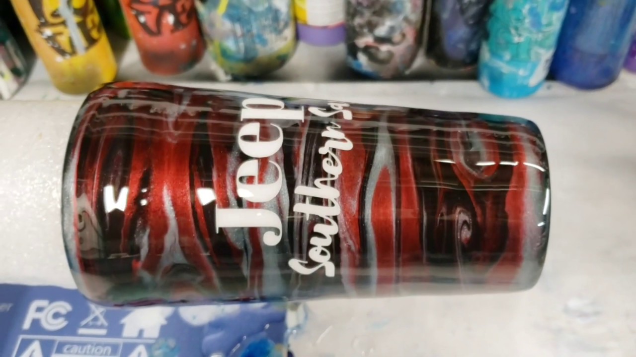 Custom resin tumbler with a vinyl decal