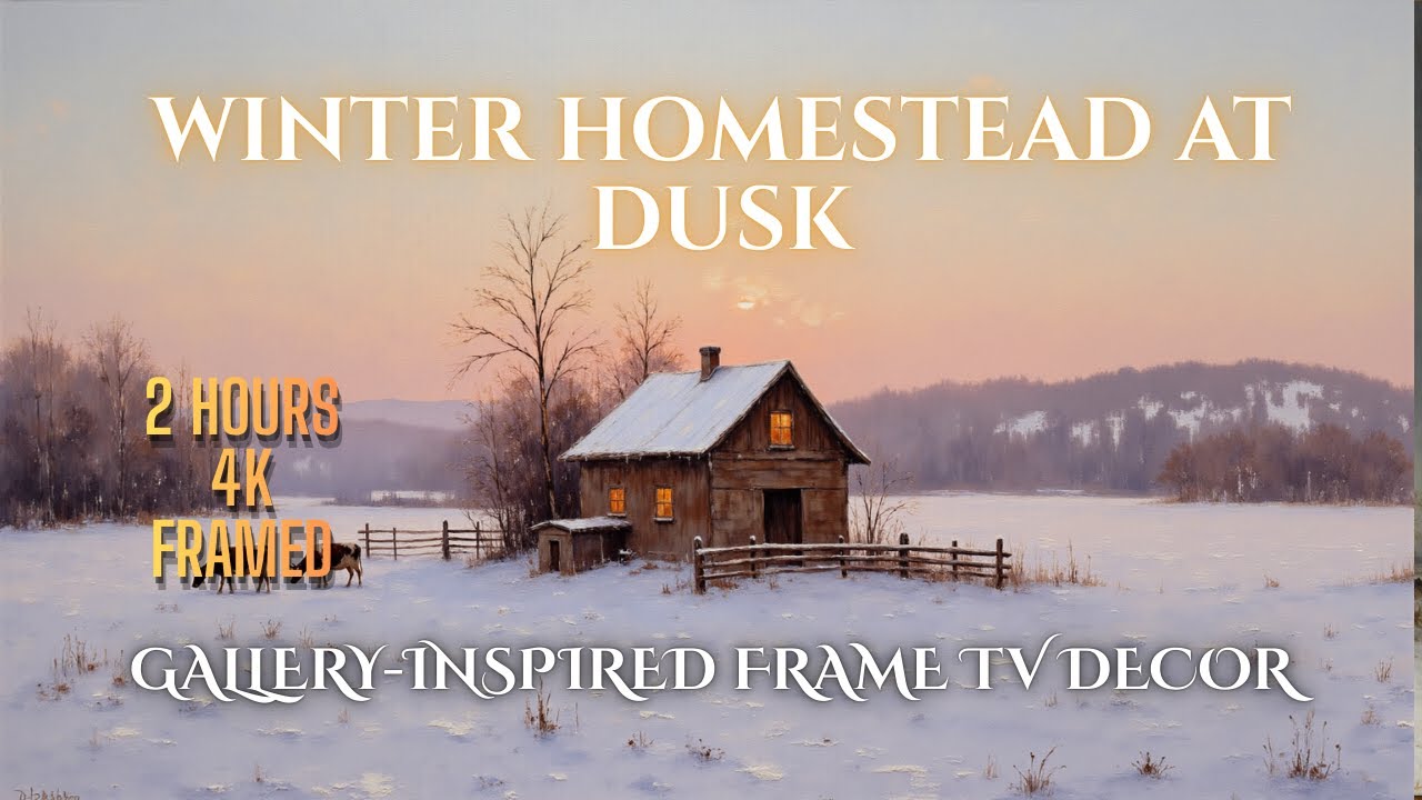 Winter Homestead at Dusk 4K | Cinematic Rustic Landscape for Frame TV | TolgArt Studio