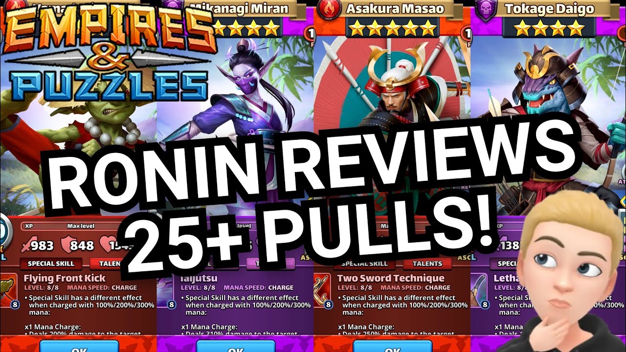 Ronin Family Reviews & 25+ Pulls! Asakura Masao, Makanagi Miran + MORE! Empires And Puzzles