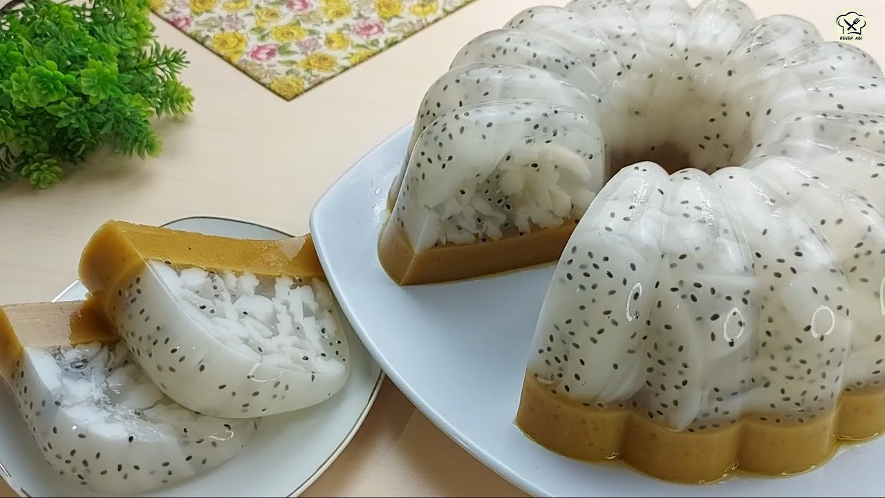 PUDING LAPIS KEKINIAN CANTIK SEGER KENYAL DAN LEMBUT | PUDING KELAPA MUDA LAPIS GULA MERAH