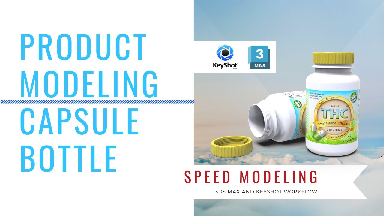 3D Product Modeling | Capsule Bottle with 3ds Max 2016 and Keyshot 7 (2017) | Speed Modeling