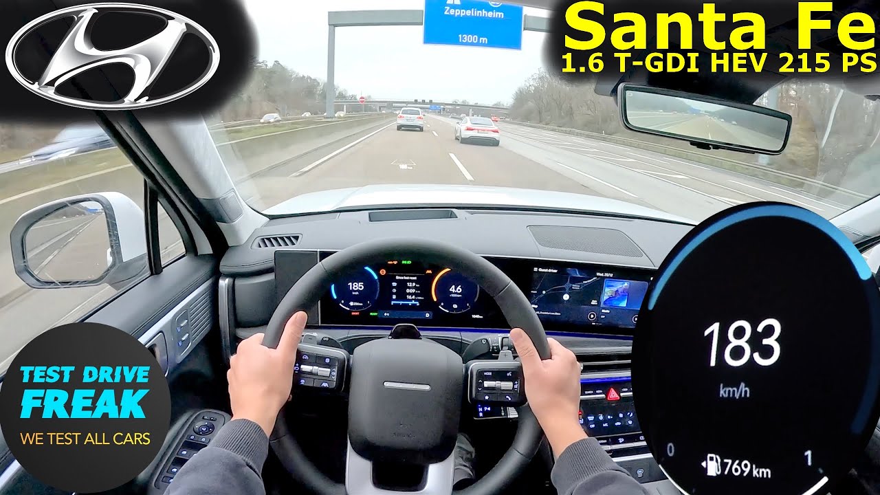 2024 Hyundai Santa Fe 1.6 T-GDI HEV 215 PS  Top Speed POV + Fuel Consumption Test