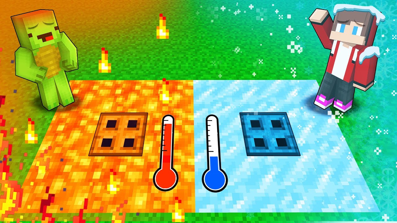 FIRE Mikey vs ICE JJ TRAPDOOR Survival Battle - Minecraft Story of Maizen