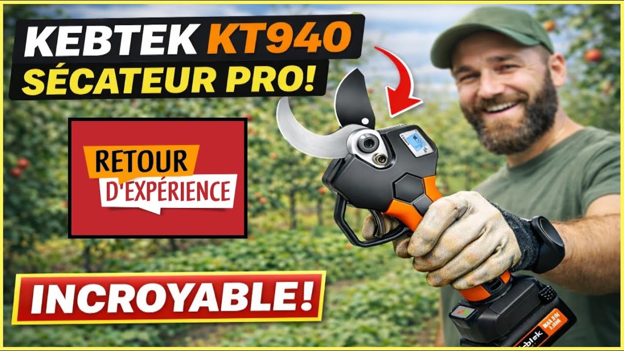 Sécateur électrique PRO KEBTEK KT940 : Test de taille au jardin, puissance & autonomie bluffantes !🔥