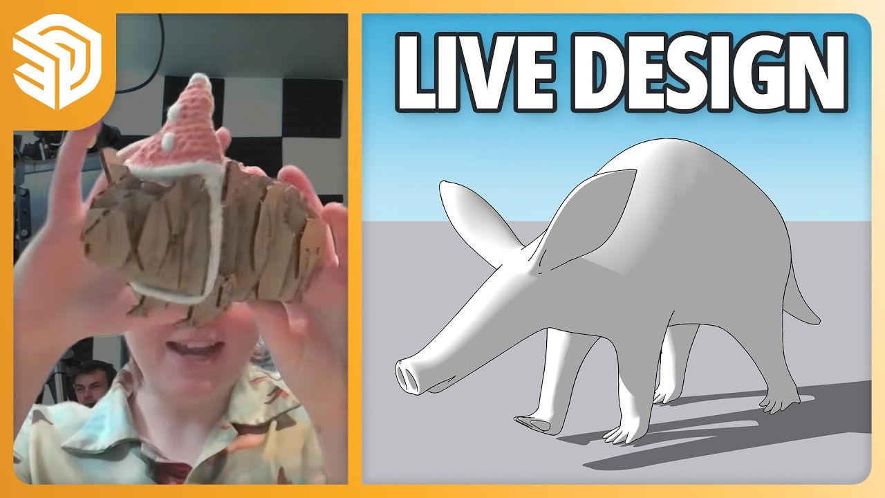 LIVE🔴 Organic 3D Modeling an Aardvark + Sliceform Animals in SketchUp