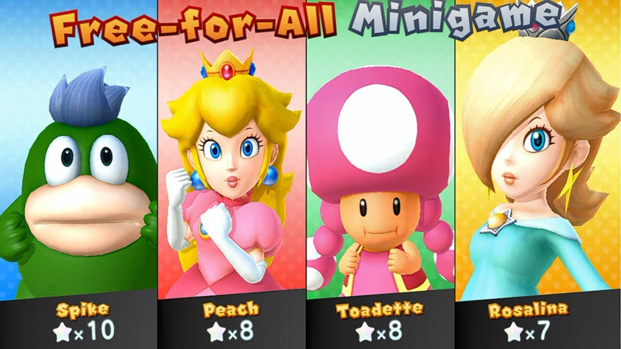 MARIO PARTY 10 MINIGAMES SPIKE VS TOADETTE VS PEACH VS ROSALINA WII