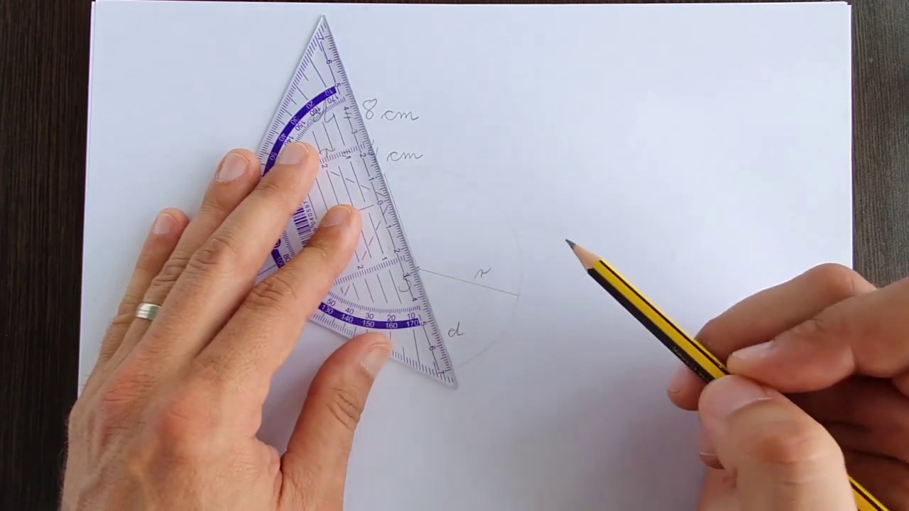 Risanje krožnice, če imamo dan premer - 4. korak/5 (matematika 4. in 5. razred)