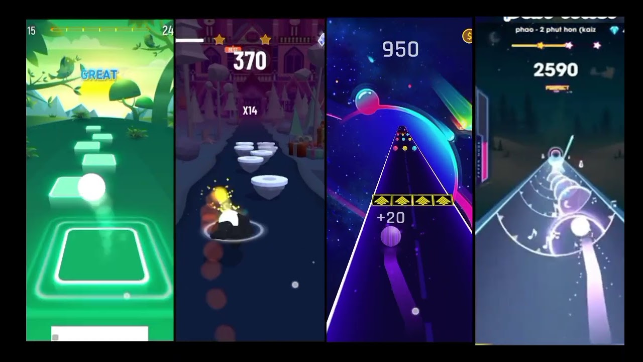 Tileshop vs hopball vs dancing road vs beat roller