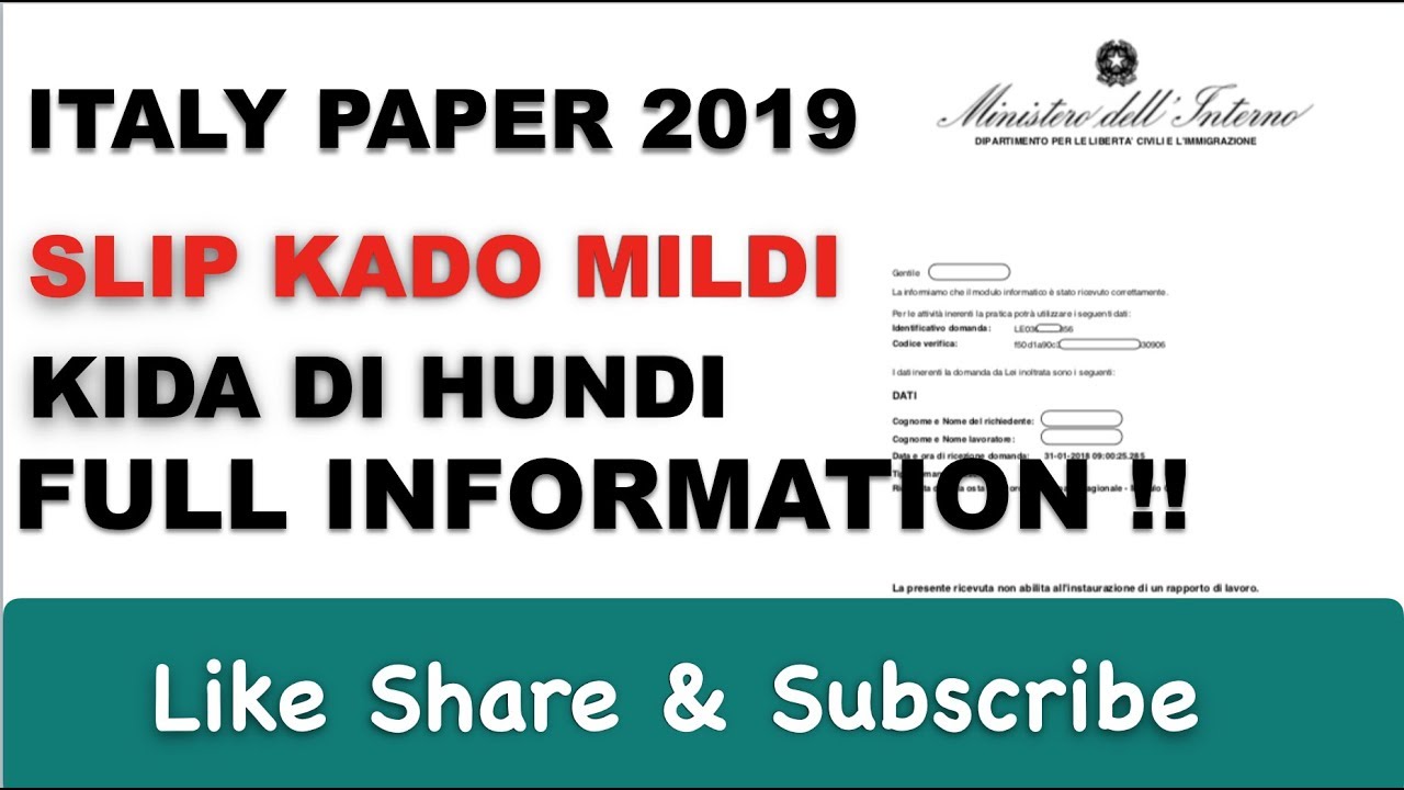 Italy paper di slip kado kida mildi ?