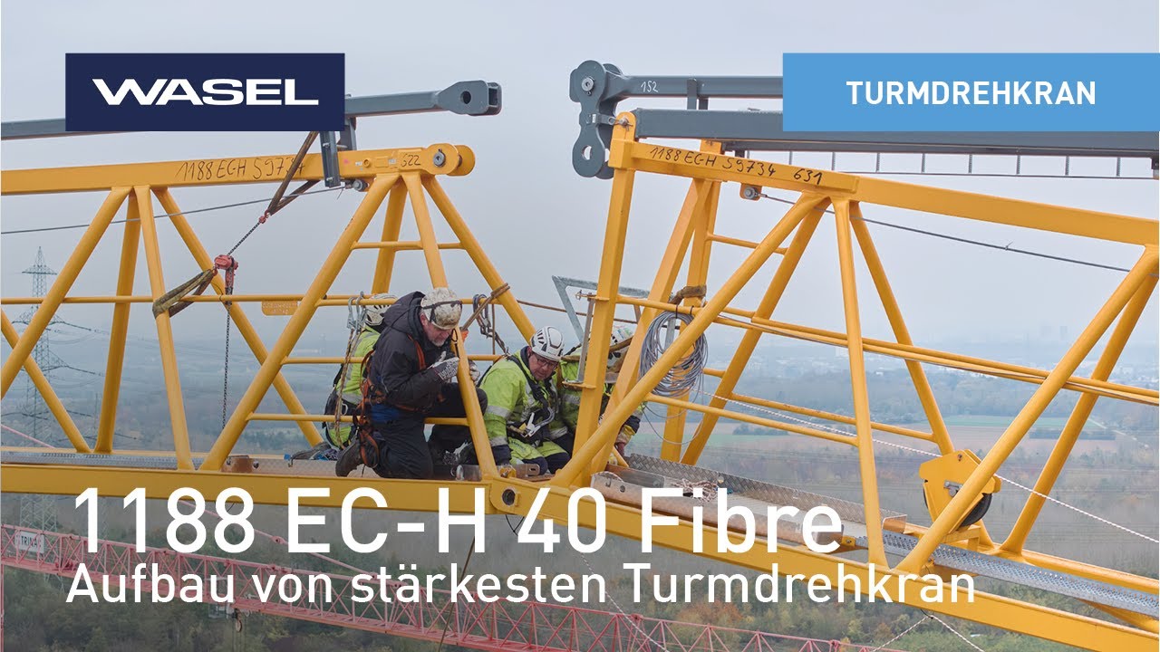 Montage Europas stärksten Liebherr-Turmdrehkran 1188 EC-H 40 Fibre